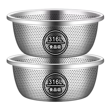 316特厚不锈钢漏盆米筛厨房食品级淘米洗菜沥水盆洗水果滤水篮