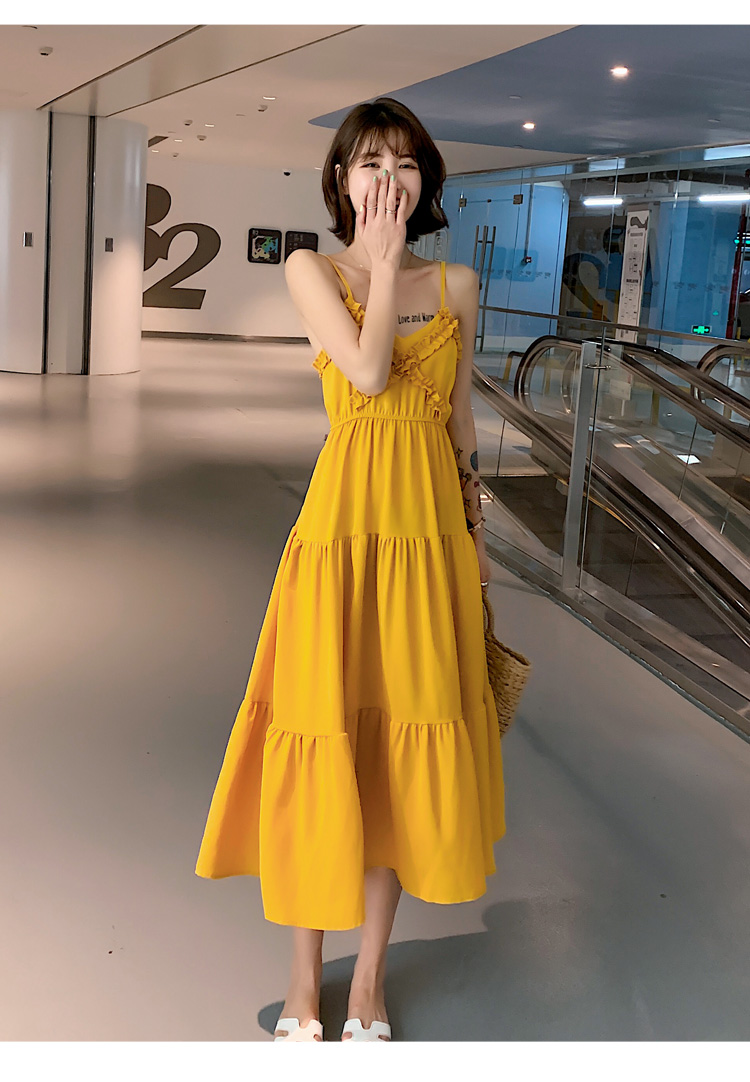 VK旗艦店 韓妞最愛木耳邊性感露背無袖洋裝