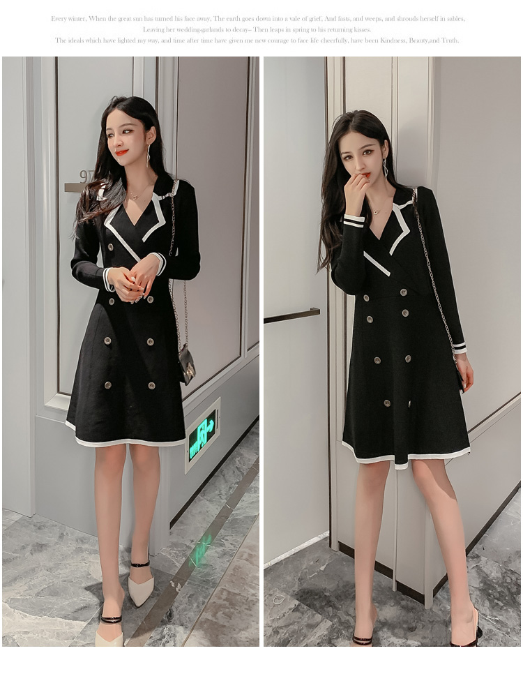 VK旗艦店 韓國風針織裙氣質顯瘦長袖洋裝