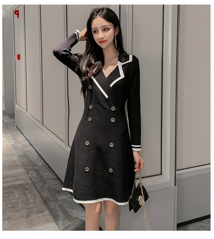 VK旗艦店 韓國風針織裙氣質顯瘦長袖洋裝