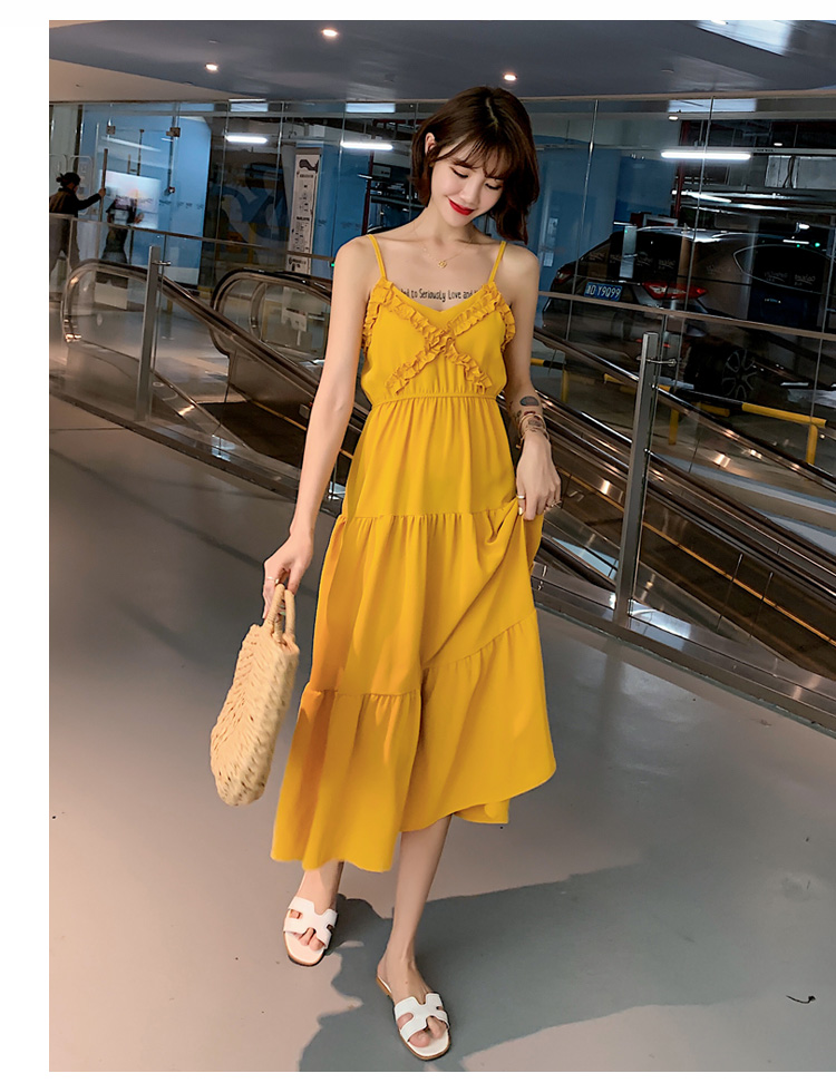 VK旗艦店 韓妞最愛木耳邊性感露背無袖洋裝