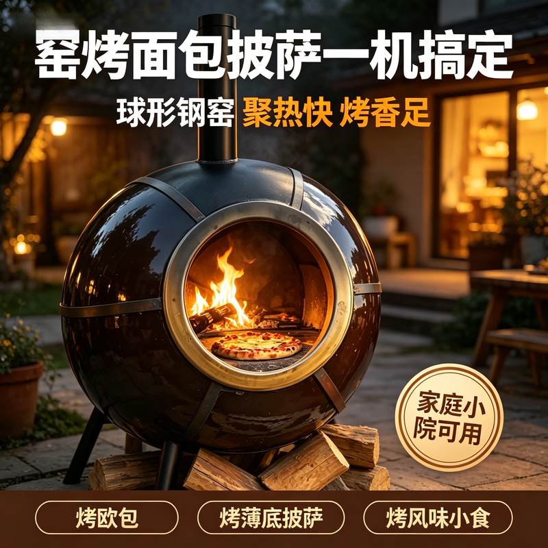 Finished Bread Oven for Home Use, Pizza Ball-Shaped Black Oven for Garden, Homestay, Courtyard, European-Style Bread Baking Oven, Suitable for Rural Areas Finished Bread Oven for Home Use, Pizza Ball-Shaped Black Oven for Garden, Homestay, Courtyard, European-Style Bread Baking Oven, Suitable for Rural Areas
