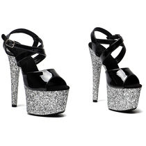 Leecabe New 17CM Big Fish Mouth High Heel Sandals Pole Dancing Shoes Internet Celebrity Catwalk Performance High Heels 1B