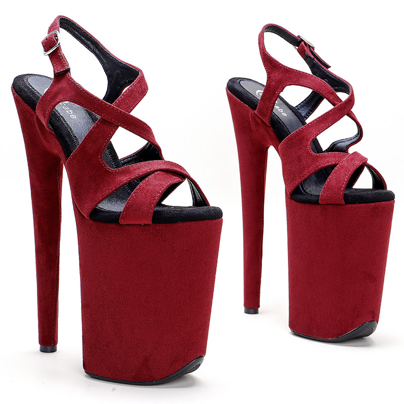 Leecabe's new European and American heels sexy 23CM Hate Sky High Sandals Model Shoes Steel Tube Dance 1B