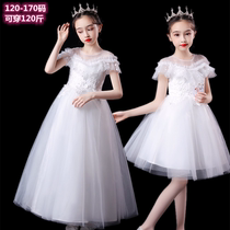 Girls evening dress fluffy princess skirt foreign style children presided over the piano performance long dress summer high-end