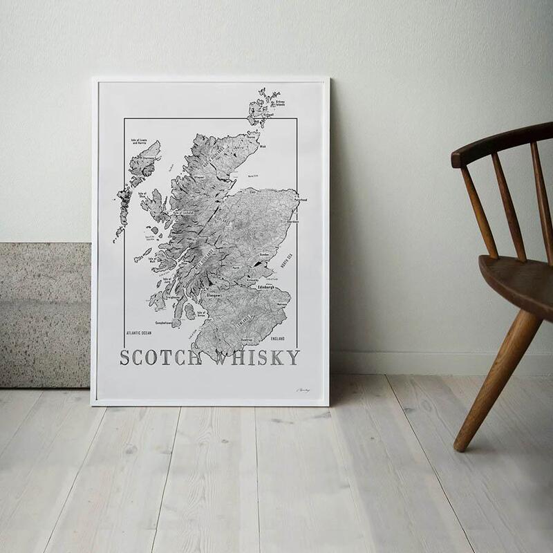 Scotch Whisky Map Poster Decorative Painting Hanging Picture Living Room Cafe Artistic High-Definition Non-Fading