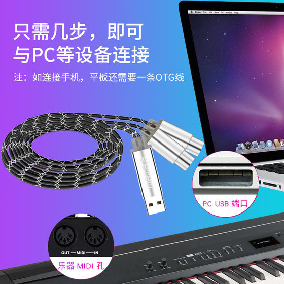 5핀 미디 케이블 - USB 케이블 Roland 전자 드럼 Yamaha 전자 키보드 Apple ipad 음악 편집