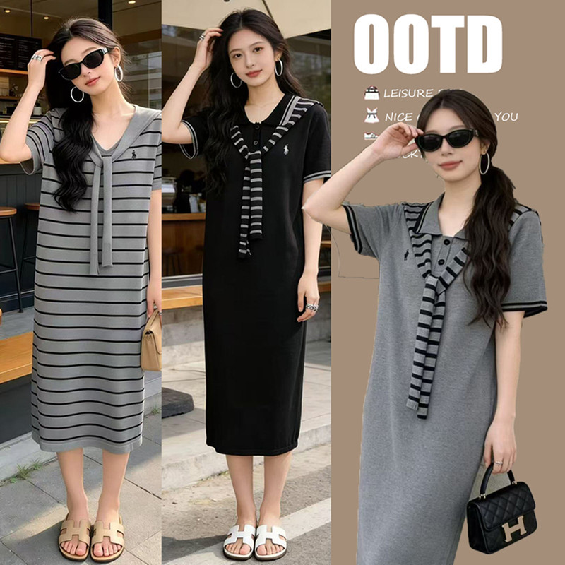 Fashionable Maternity Wear 2026 New Summer Dress with Detachable Shawl, Loose Mid-Length Slimming Knit Dress Trendy