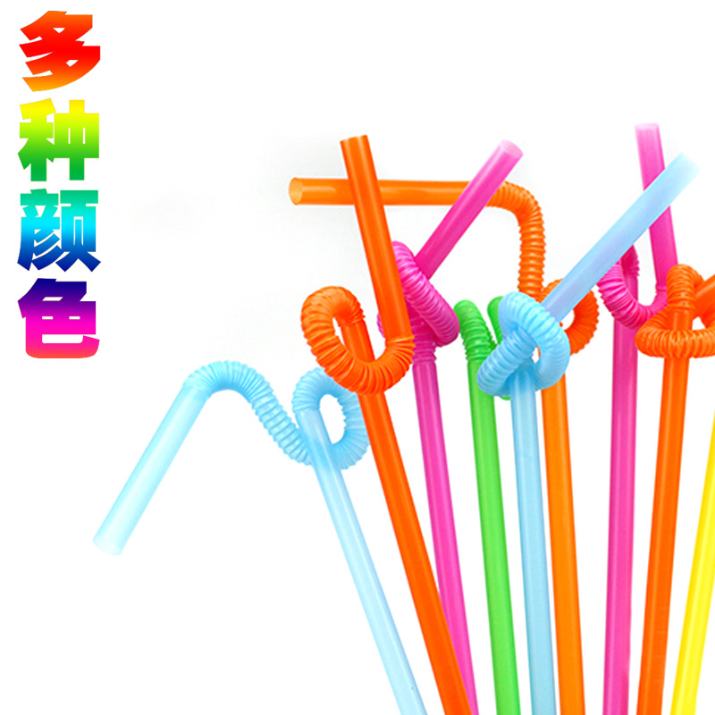 Art Straws Disposable Bending Juice Drink Milk Tea Long Straw Color Styling Creativity
