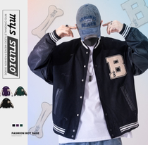 NOAY American retro street woolen Puppi stitching high street baseball jacket men autumn bombing Street tide coat