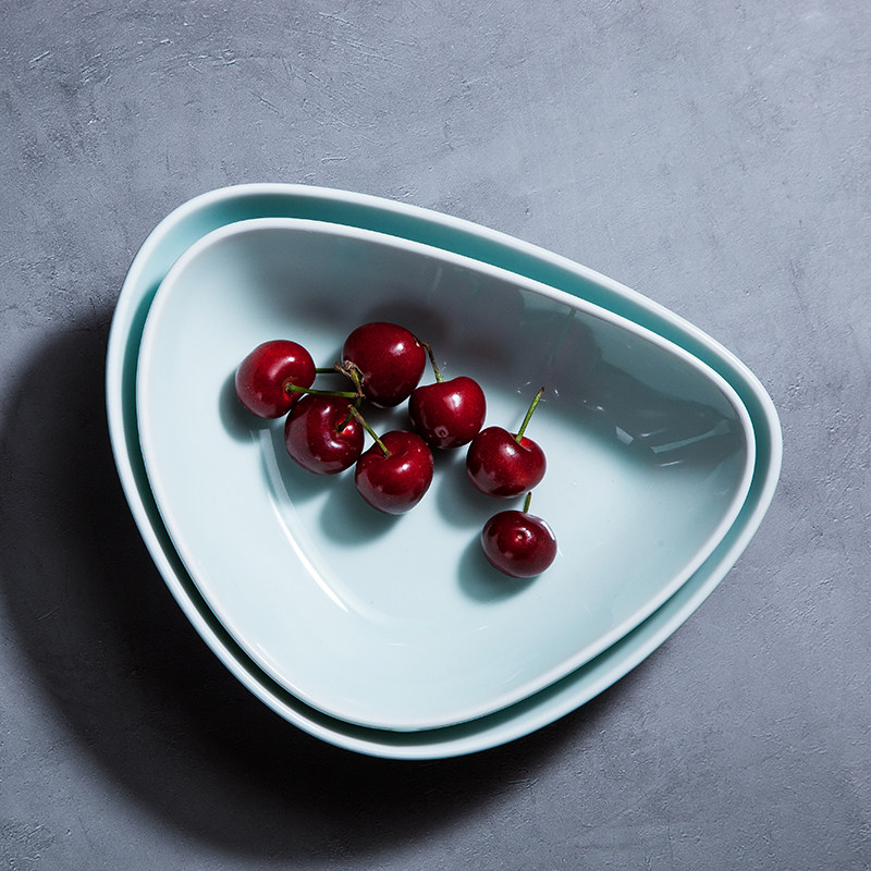 Hotel Supplies Catering Hotel Commercial Profiled Vegetable Bowls Creative Profiled Personality Triangle Pitched Cutlery Blue Glazed Cutlery