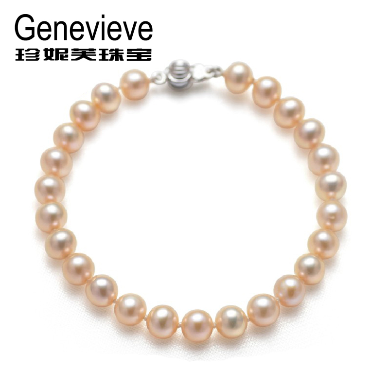 Jennifer 8-9mm day rhymes with pearls handmade near round pink orange fashion handmade