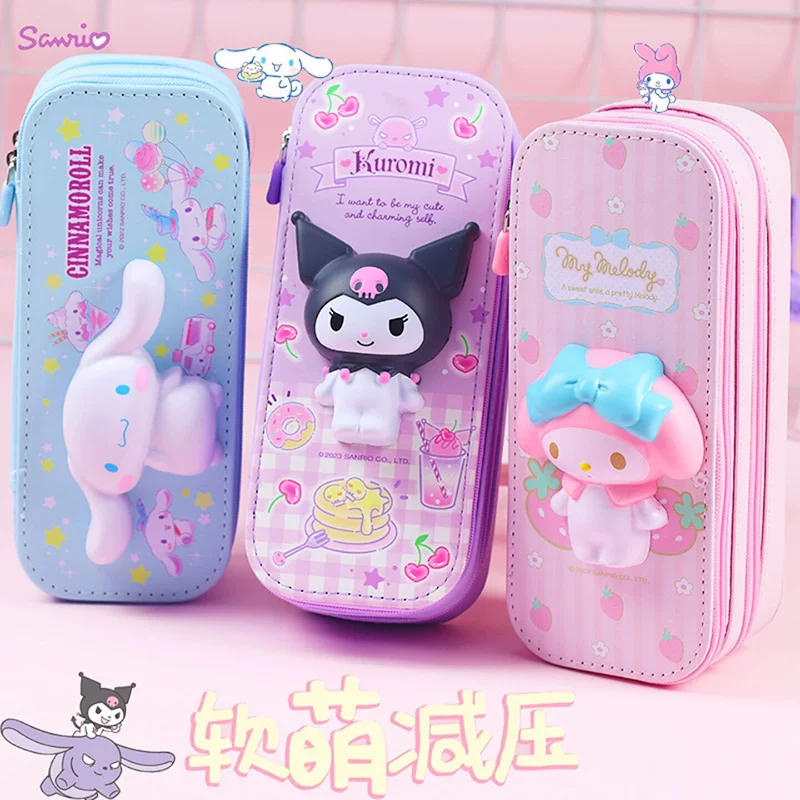 Двойной слой ударопрочный вместительный пенал Sanrio, антистресс, подарок на день рождения, Cinnamoroll
