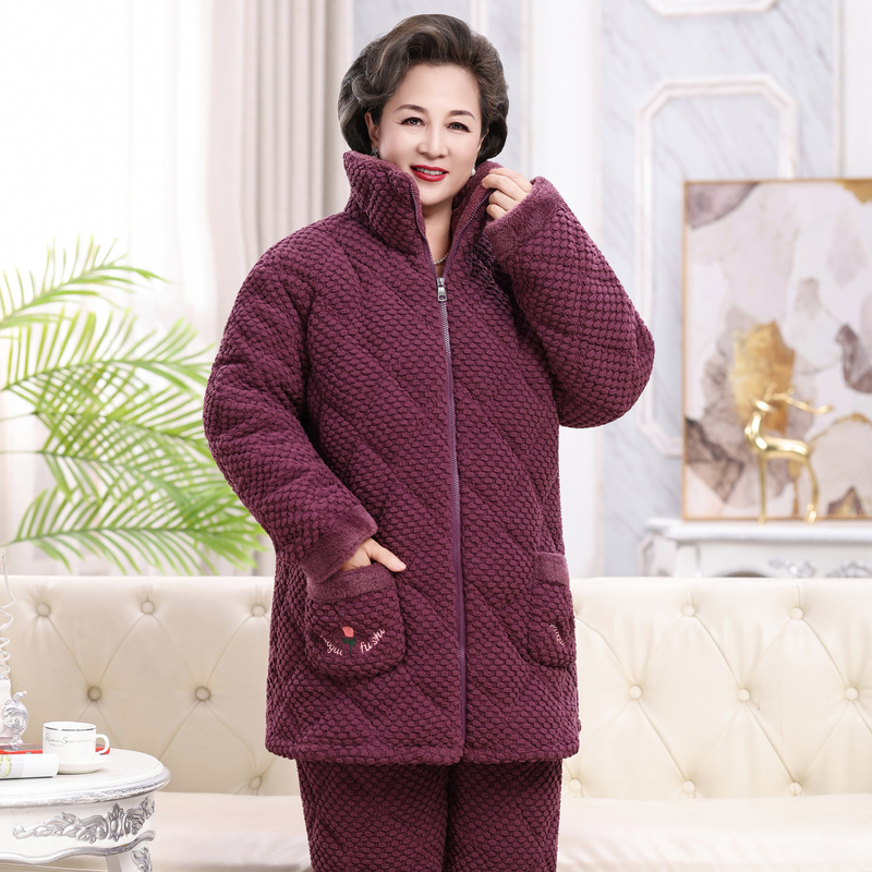 New Style Pajamas for Women, Winter Long-Sleeved, Three-Layer Thickened, Fleece-Lined, Coral Fleece, Quilted, Cute Cotton Jacket, Warm Home Wear Set New Style Pajamas for Women, Winter Long-Sleeved, Three-Layer Thickened, Fleece-Lined, Coral Fleece, Quilted, Cute Cotton Jacket, Warm Home Wear Set