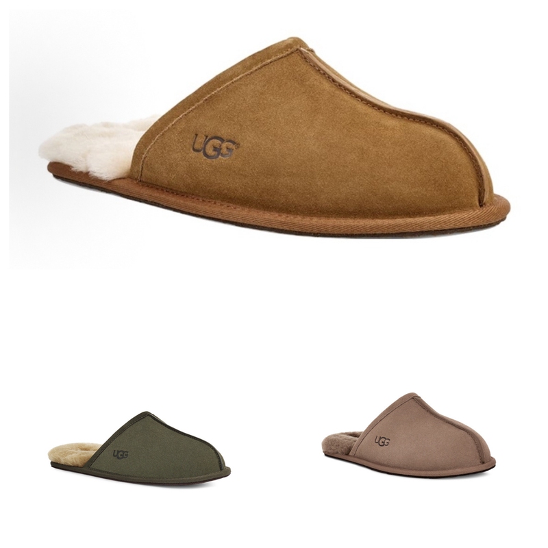 Genuine Ugg Men's Home Leather-Soled Silent Closed-Toe Wool Warm Slippers 1101111 1108192 Genuine Ugg Men's Home Leather-Soled Silent Closed-Toe Wool Warm Slippers 1101111 1108192