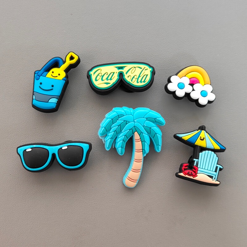 Crocs Shoe Charms Accessories DIY Cartoon Fun Decoration Blue Coconut Tree Sunglasses Rainbow