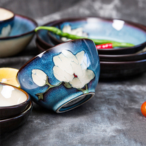 Yuquan Korean tableware Bowl plate single ceramic large soup bowl hand-painted creative personality household dish rice bowl combination