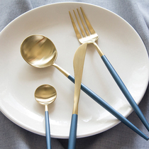 European pink steak knife and fork set Household knife and fork spoon metal stainless steel tableware