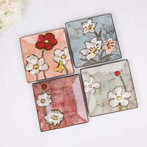 Yuquan square plate plate Korean hand-painted steak snacks square plate Chinese creative hand-printed breakfast plate