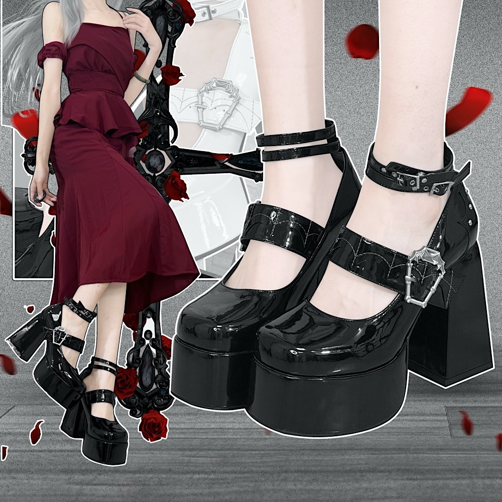 Spider Lady Original Subculture High Heels Chunky Platform Women's Shoes Y2K Gothic Lolita Single Shoes