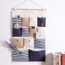 Storage bag hanging bag multi-layer wall hanging cotton linen fabric wall door rear storage bag storage dormitory hanging bag