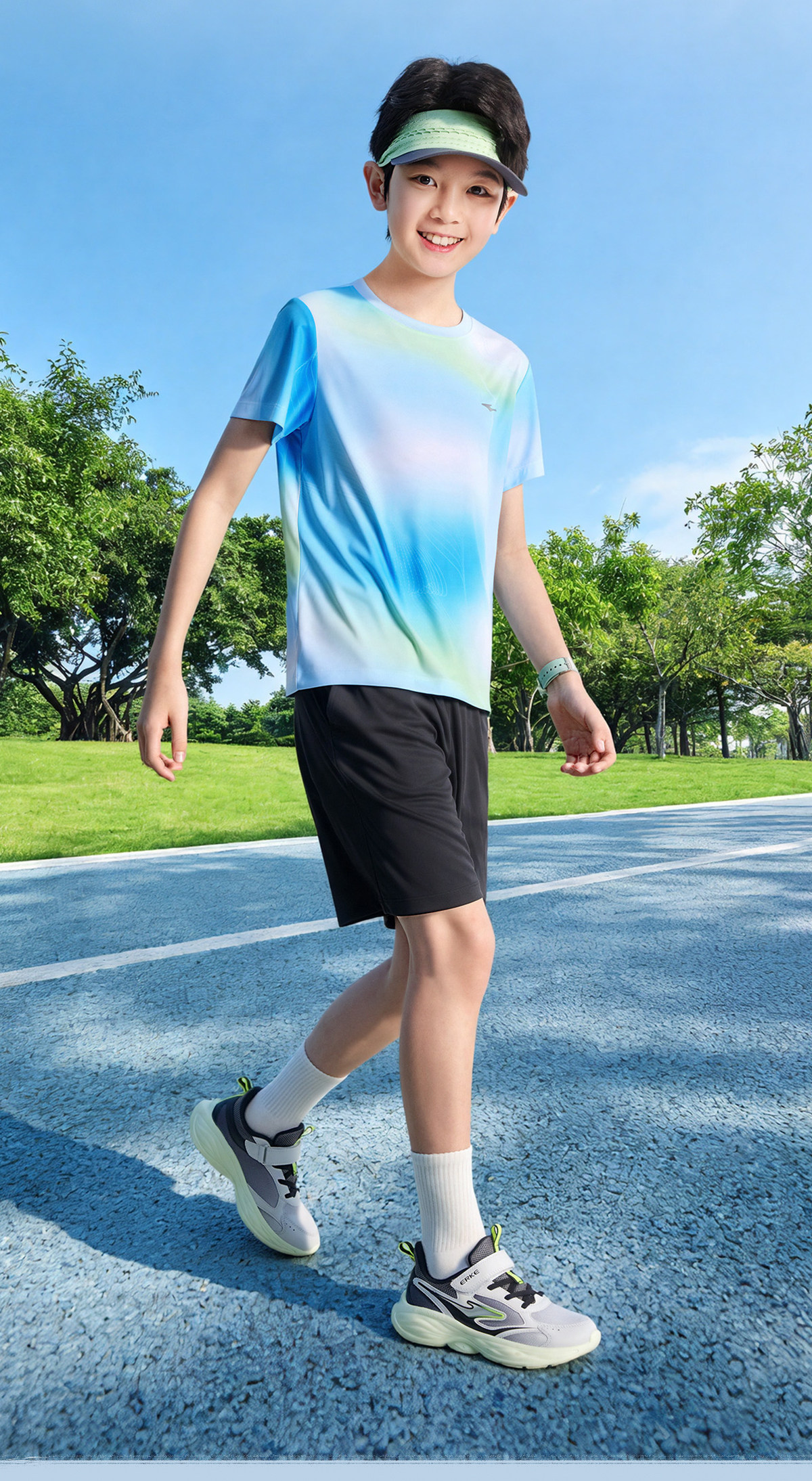 鸿星尔克童装儿童短袖T恤男童运动速干衣夏季新款青少年女童上衣 — 4