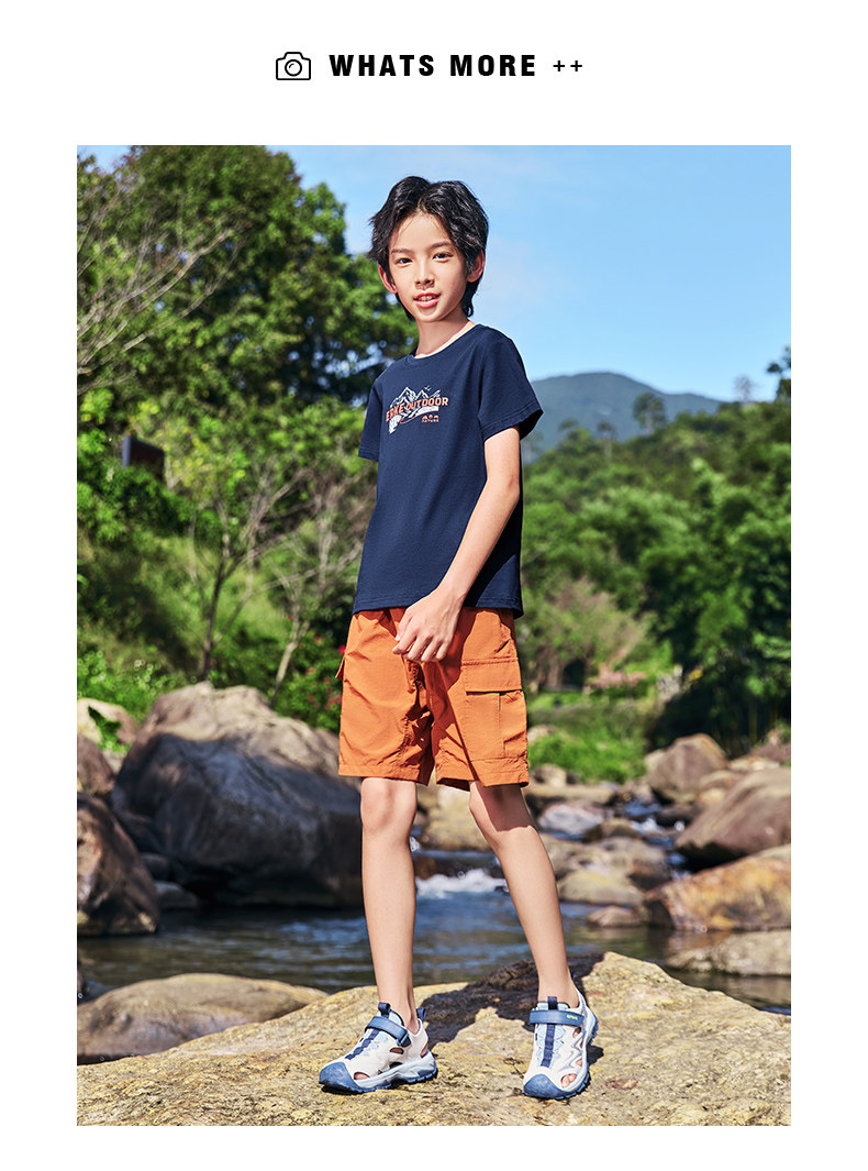 鸿星尔克童装儿童短袖T恤夏季男童长袖速干衣女童运动中大童夏装 — 64