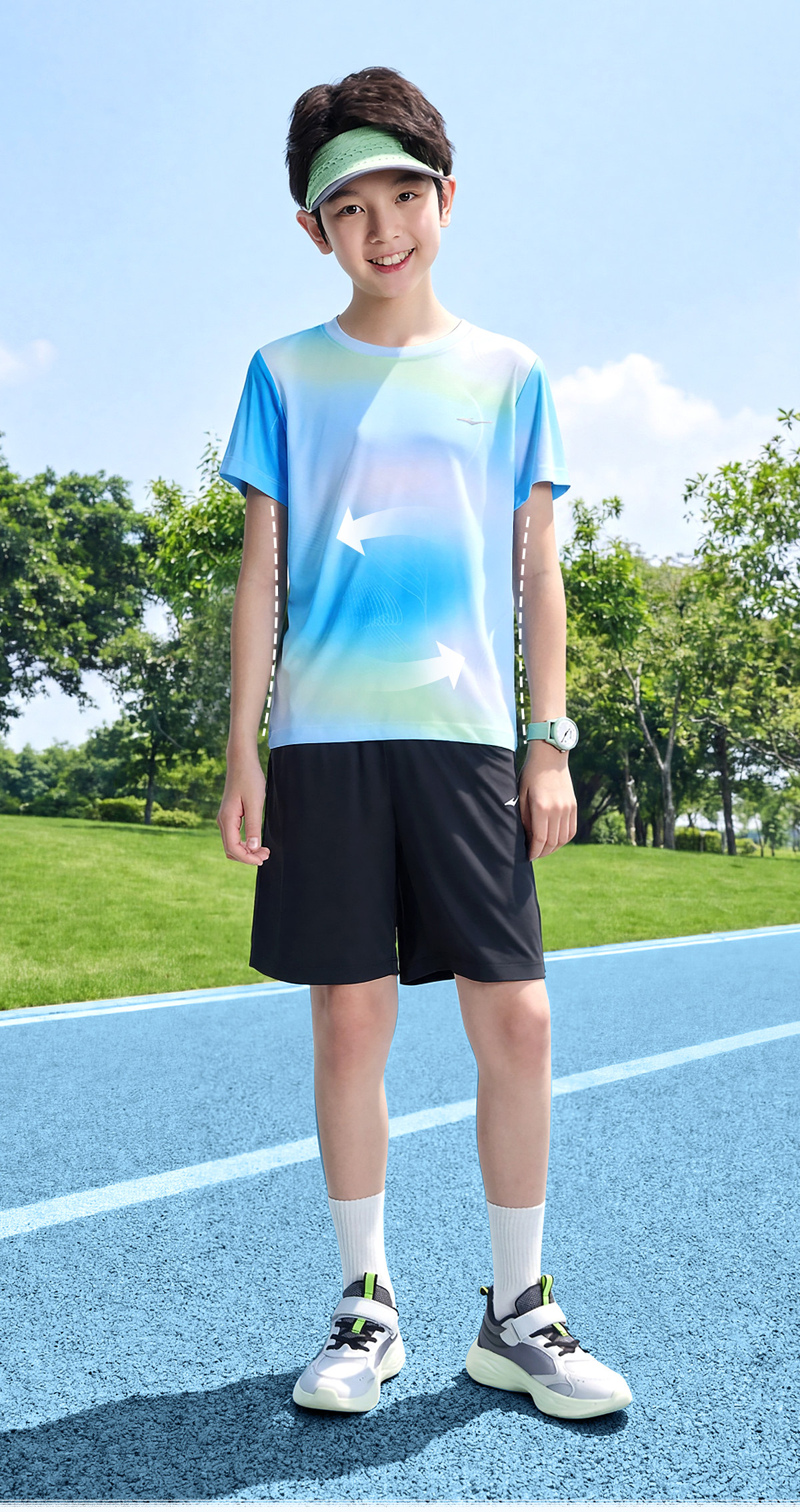 鸿星尔克童装儿童短袖T恤男童运动速干衣夏季新款青少年女童上衣 — 9