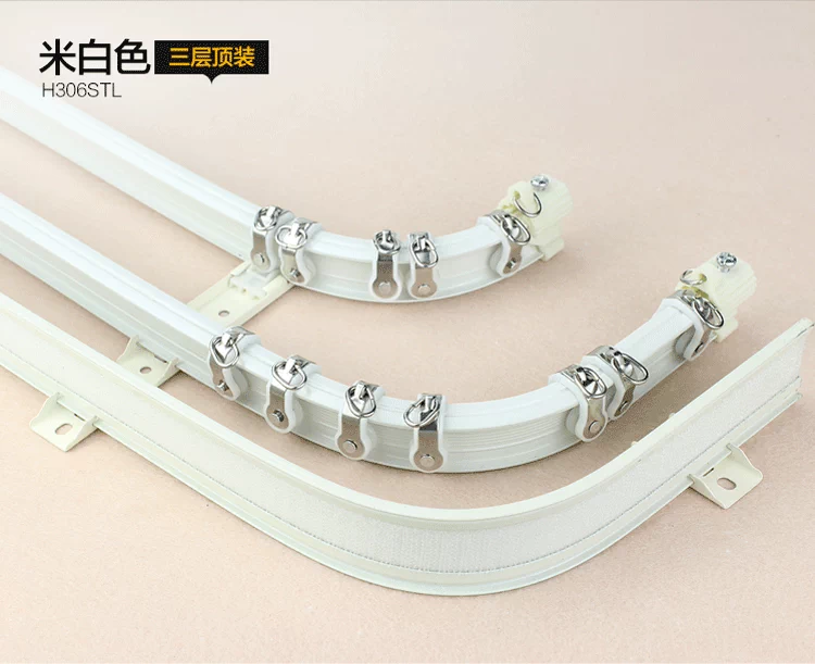 Hengda cửa sổ nhôm và theo dõi cong bức màn sắt đường sắt Á hậu đầu bị bẻ cong đơn và đôi dẫn thẳng đường sắt gắn bánh xe móc - Phụ kiện rèm cửa thanh treo rèm cửa bằng nhôm