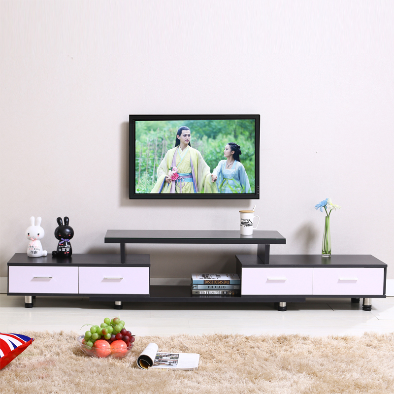 New tempered glass TV cabinet Simple telescopic wooden TV cabinet Modern combination Fashion environmental protection