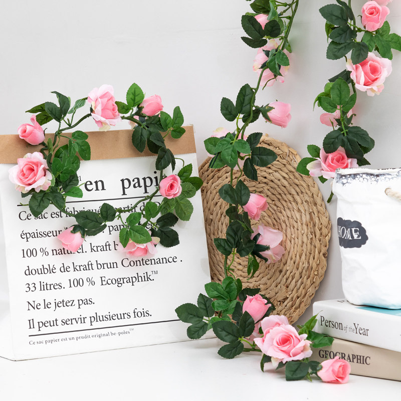 Simulation French Rose vine plastic fake vine vine pipeline to block the winding of green vine wall