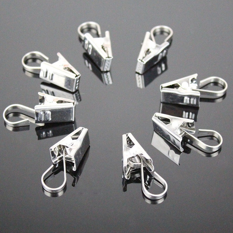 Curtain Clips Hook home 20 Thickened Powerful Perforated Stainless Steel Circle Rings With Clips