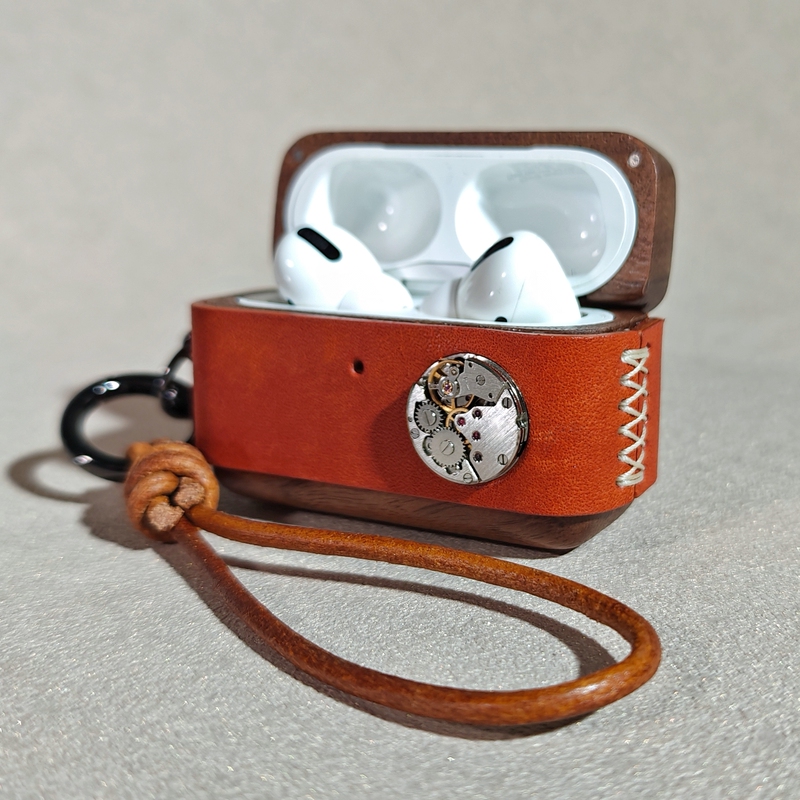 AirPods Pro 3Rd Generation AirPods 4Th Generation Earphone Protective Case with Punk-Style Design, Made of Solid Wood and Leather, Suitable for Apple Earphones, AirPods Pro 2 Protective Cover, 3Rd Generation Niche Genuine Leather Handmade AirPods Pro 3Rd Generation AirPods 4Th Generation Earphone Protective Case with Punk-Style Design, Made of Solid Wood and Leather, Suitable for Apple Earphones, AirPods Pro 2 Protective Cover, 3Rd Generation Niche Genuine Leather Handmade