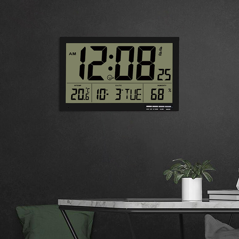 Living room wall clock digital electronic clock wall-mounted clock calendar clock digital clock simple modern alarm clock big number
