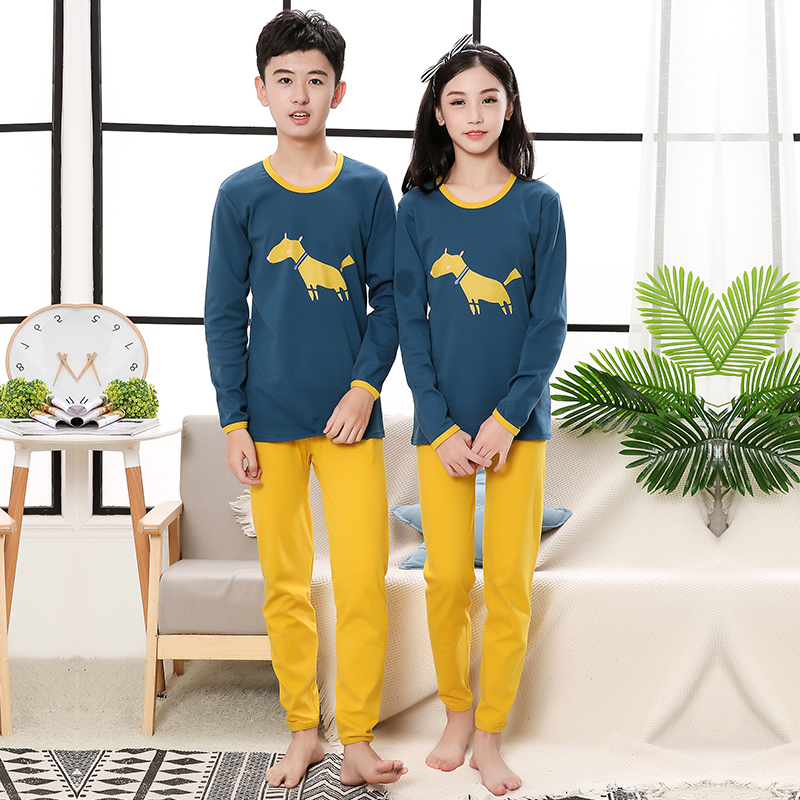 Teen đồ lót phù hợp với cậu bé quần quần áo cotton mùa thu mùa thu mỏng để giữ cho học sinh trung học cơ sở ấm nhấn quần áo mấu chốt đồ ngủ mùa đông.