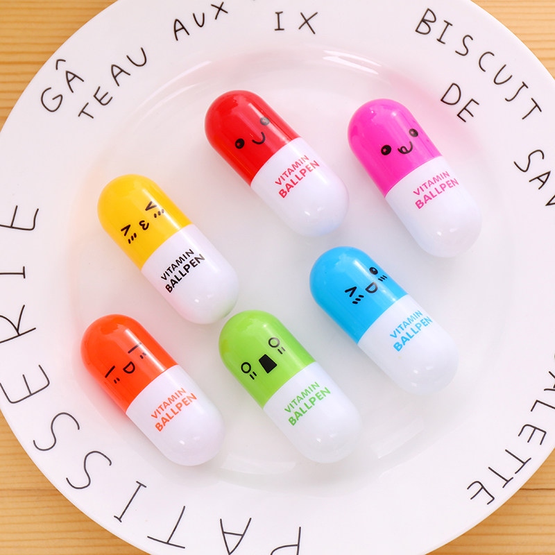 Customizable logo cute expression pill pen capsule pen telescopic pen creative stationery ballpoint pen student prize