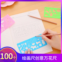 Student painting stencil ruler elementary school students study ruler supplies Creative Wanflower ruler Stationery Creative Styling Ruler