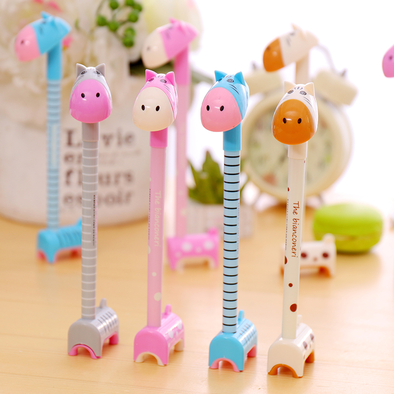 Jane Fei Stationery Super Q Donkey Ball Pen Hippo Expression Ball Pen Cartoon Pen stands with a bead pen