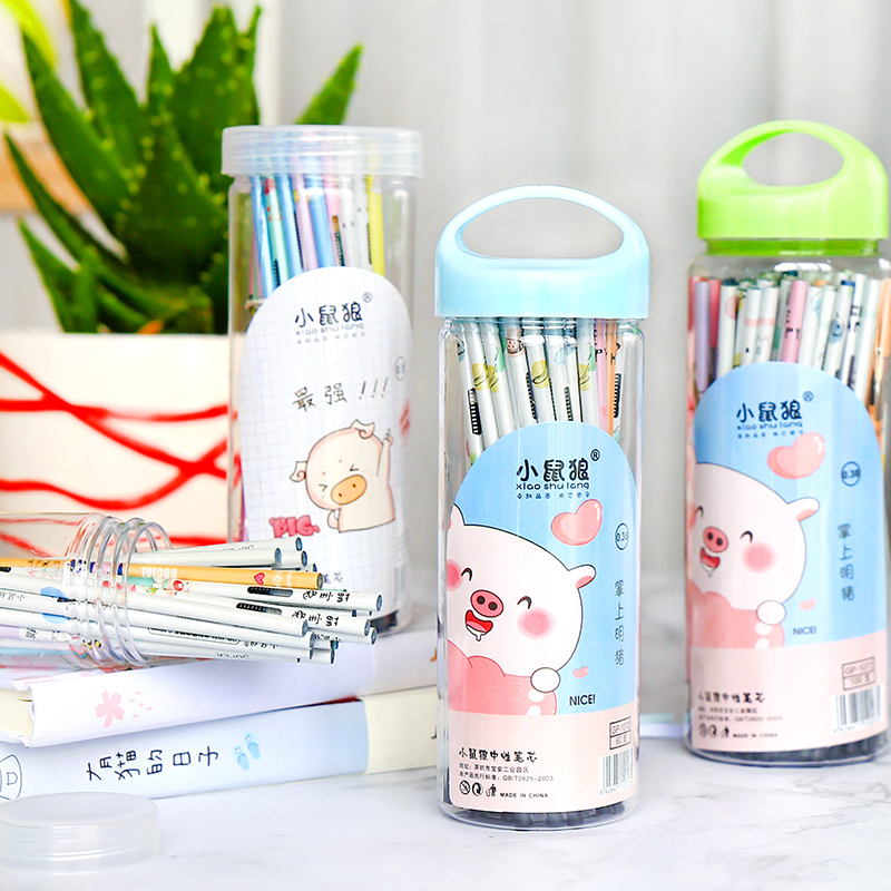 100 bucket loaded refill cute cartoon student Chinese sex pen replacement core 0 5mm black red teacher sign pen