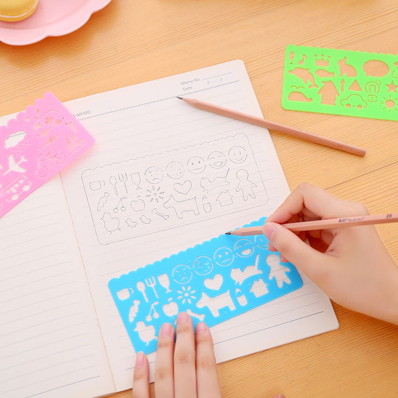 Ruler painting ruler stencil ruler elementary school students study supplies creative Wanflower ruler stationery creative styling set price