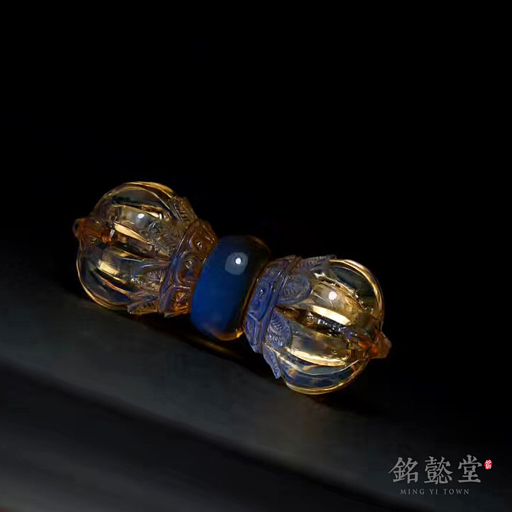 (name-hall) Tibetan Myong Kumestle Pestle Instrument of Mexican Blue Amber Extreme craftsmanship