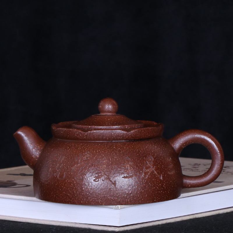 Taiwan circulating purple sand famous old teapot The Republic of China set up a custom Fan Shengquan handmade coarse sand monk lotus pot