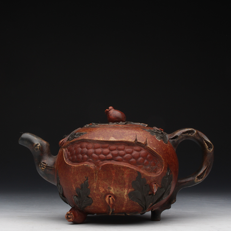 Taiwan Reflux Old Purple Sand Pot Famous master One factory pot Chiang Roni's early full handmade pomegranate pot