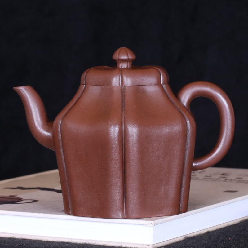 Taiwan returning old purple sand pot, famous master, Jinding trademark of the Republic of China, all handmade, hexagonal draw angle pot