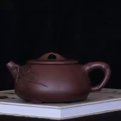 Taiwan circulating old purple sand pot famous master Gu Jingzhou early handmade bamboo stone ladle pot