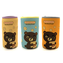 Bear cup set cartoon childrens straw insulation Cup pot anti-fall protective case Bag 500-600ml Universal Cup set