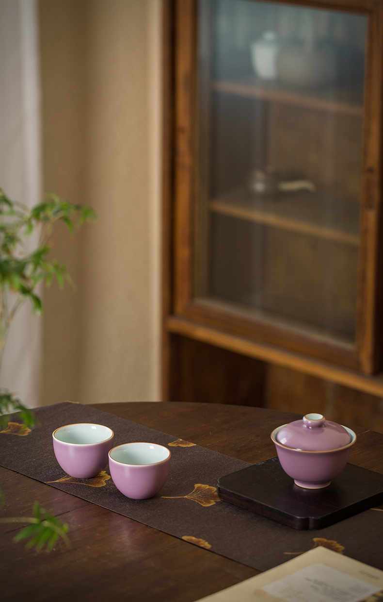 Cloud art of jingdezhen moran purple tureen high temperature color glaze ceramic cups a single tea bowl of kung fu tea set