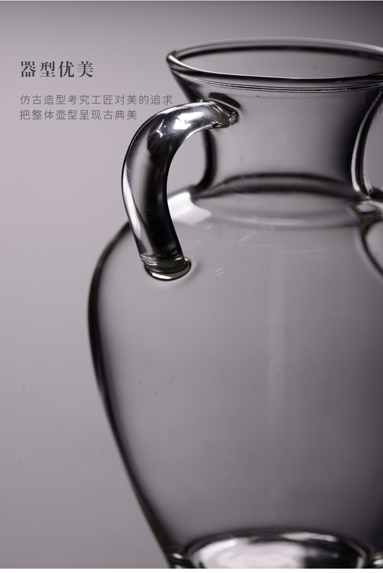 Cloud art of jingdezhen pure manual Japanese antique heat - resistant glass teapot transparent tape tea, kungfu tea set