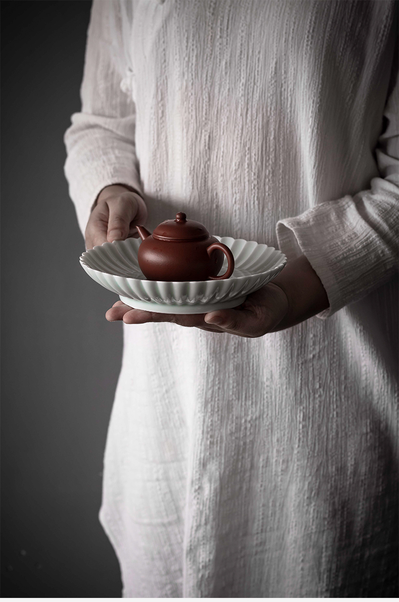 Cloud art of jingdezhen pure manual shadow green single glaze color glaze POTS dry mercifully machine of grain kung fu tea set