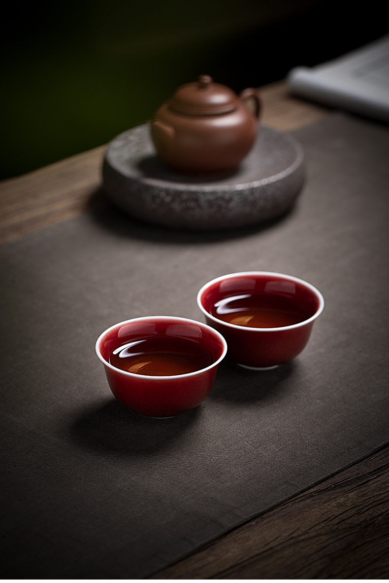 Cloud art of jingdezhen pure manual ruby red glaze ceramic sample tea cup master cup personal kung fu tea cups with CPU